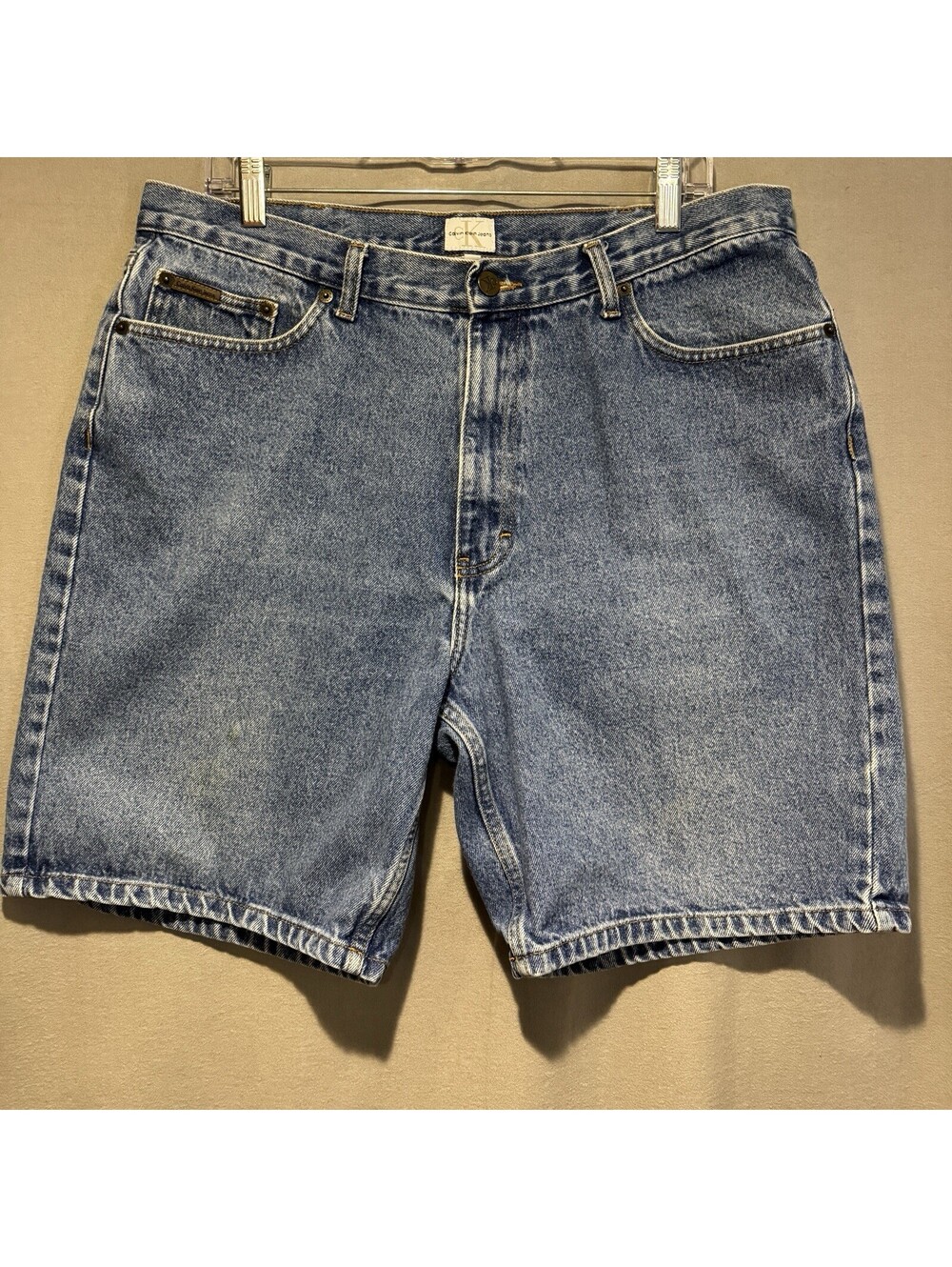 Calvin Klein Denim Shorts Men Size 36 Easy Fit Dad Shorts Y2K Blue